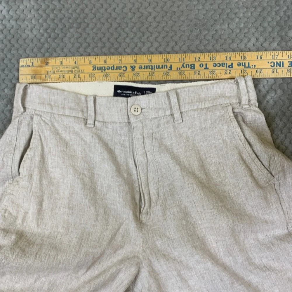 Abercrombie Fitch Athletic Loose Pants Mens 28x30 Beige Linen Cotton Blend
